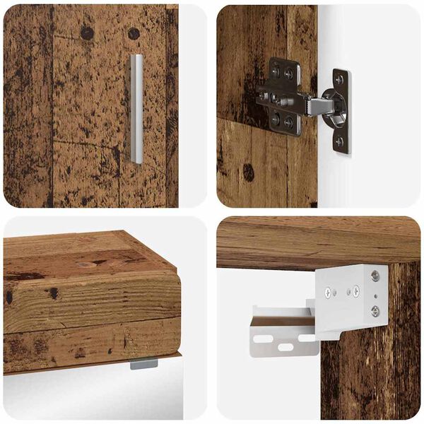 vidaXL Badezimmerm&ouml;bel-Set mit Regal TULUM Altholz Holzwerkstoff