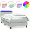 vidaXL Boxspringbett mit Matratze & LED Hellgrau 80x220 cm Samt