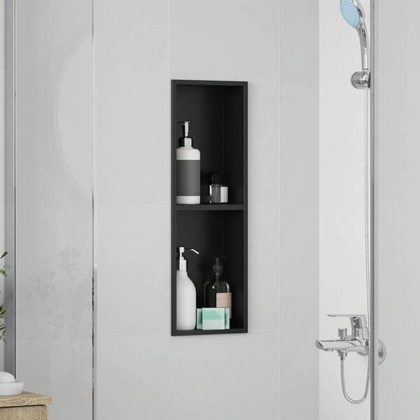 vidaXL Duschnische Schwarz 60 x 20 x 9,5 cm Edelstahl
