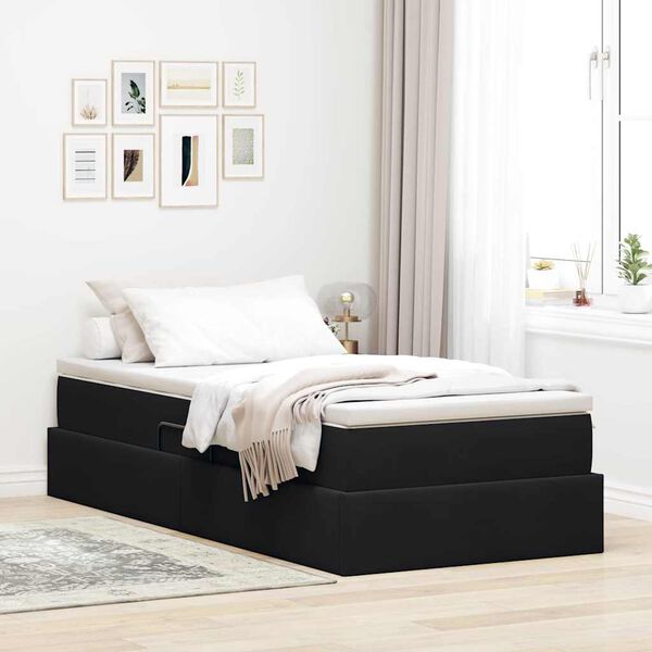 vidaXL Aufbewahrungsbett mit Matratze Schwarz 90 x 200 cm Samt