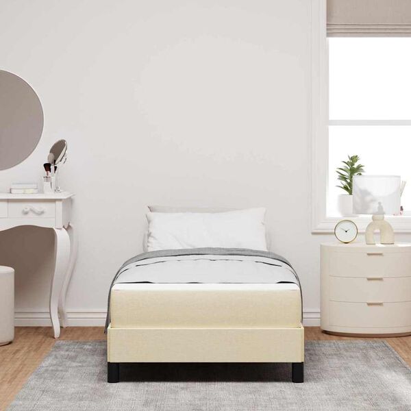 vidaXL Boxspringbett mit Matratze Creme 100 x 200 cm Stoff