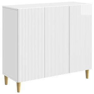 vidaXL Sideboard Hochglanz Wei&szlig; 89 x 34,5 x 80 cm Holzwerkstoff