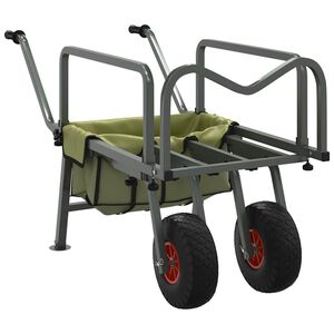 vidaXL Angelwagen Gr&uuml;n mit 2 R&auml;dern Pulverbeschichteter Stahl