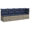 vidaXL Garten-Sofa mit Kissen Grau 227 x 62 x 69 cm Poly-Rattan