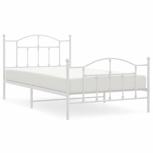 vidaXL Bettgestell mit Kopf- und Fu&szlig;teil Metall Wei&szlig; 100x200 cm
