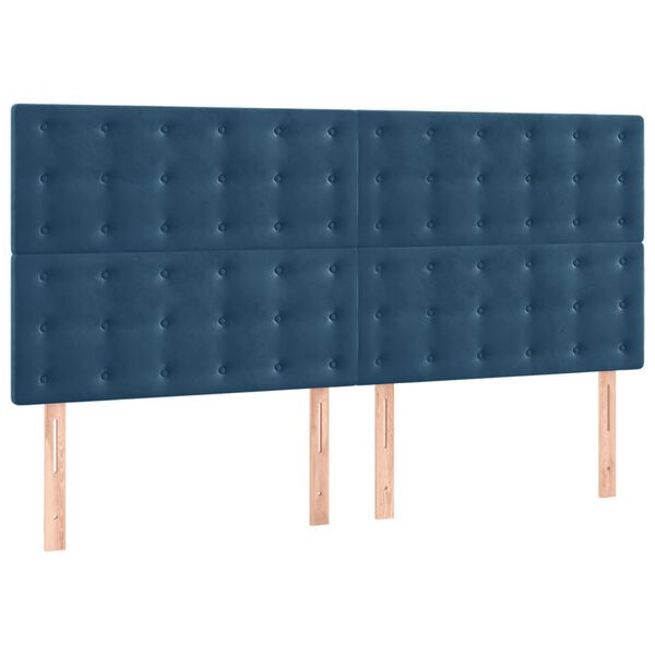 vidaXL Kopfteil Dunkelblau 200 x 5 x 118/128 cm Samt