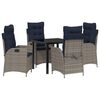 vidaXL Garten Essgruppe mit Kissen 5 pcs Grau und Schwarz Rattan