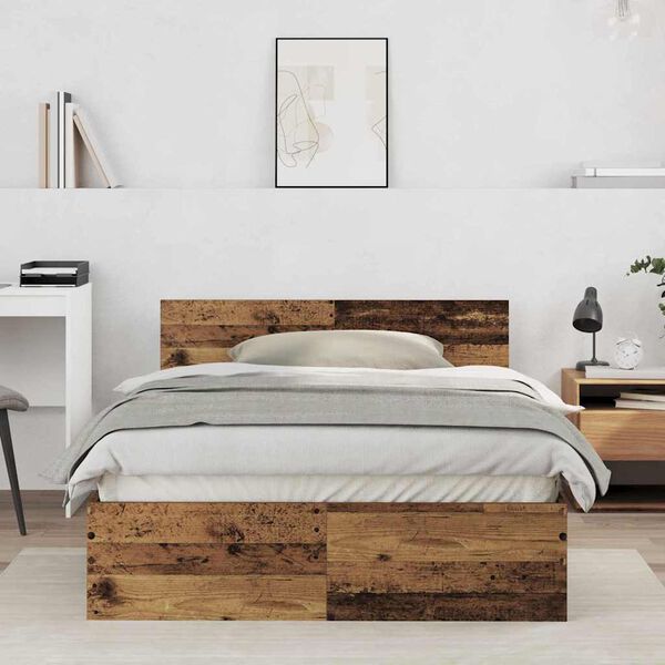 vidaXL Bettrahmen mit Kopfteil Altholz 193 x 125 x 70 cm Holzwerkstoff