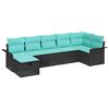 vidaXL Gartensofa-set mit Kissen 7 pcs Schwarz und T&uuml;rkis Poly-Rattan