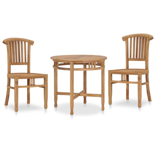 vidaXL 3-tlg. Garten-Essgruppe Teak Massivholz