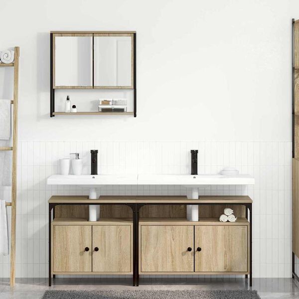 vidaXL Badezimmerm&ouml;bel Set 3 pcs Braun 80 x 30 x 60 cm Holzwerkstoff