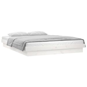 vidaXL Massivholzbett mit LEDs Wei&szlig; 160x200 cm