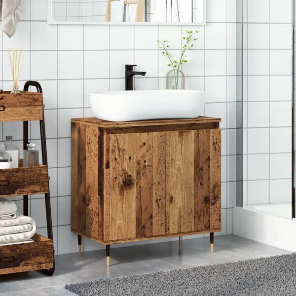 vidaXL Badschrank Altholz-Optik 58x33x60 cm Holzwerkstoff