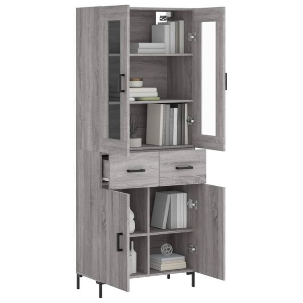 vidaXL Highboard Grau Sonoma 69,5x34x180 cm Holzwerkstoff