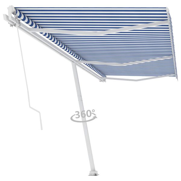 vidaXL Standmarkise Manuell Einziehbar 600x350 cm Blau/Wei&szlig;