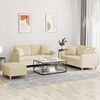 vidaXL 3-tlg. Sofagarnitur mit Kissen Creme Stoff