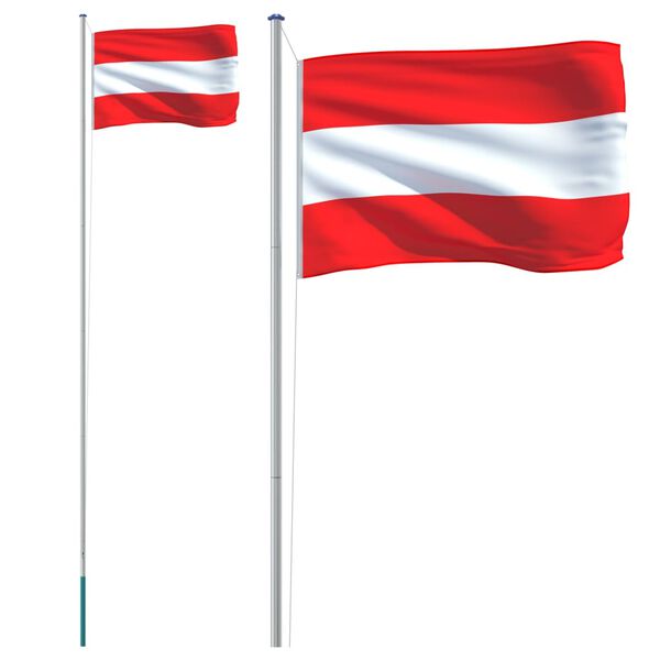 vidaXL Flagge &Ouml;sterreichs mit Mast 6,23 m Aluminium