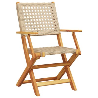 vidaXL Gartenstühle 2 Stk. Beige Massivholz Akazie und Poly Rattan