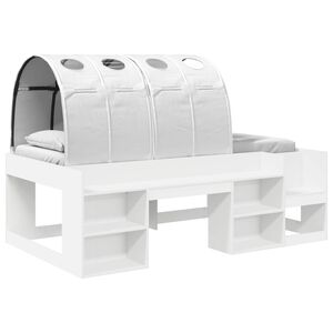 vidaXL Bettgestell mit Tunnel mit Regal 3 pcs Wei&szlig; Holzwerkstoff