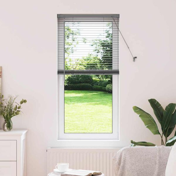 vidaXL Fensterjalousie mit Vorh&auml;ngen Dunkelgrau Aluminium