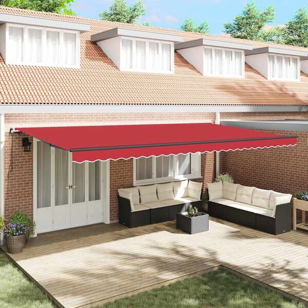vidaXL Einziehbare Markise Rot 600 x 350 cm Polyester und Stahl