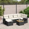vidaXL 7-tlg. Garten-Sofagarnitur mit Kissen Schwarz Poly Rattan