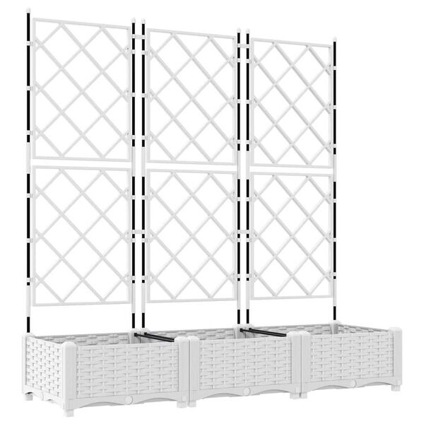vidaXL Garten-Pflanzgef&auml;&szlig; 3 pcs Wei&szlig; 120 x 40 x 125,5 cm Stahl