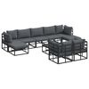 vidaXL Garten-Sofa-Set mit Kissen 10 pcs Schwarz Aluminium