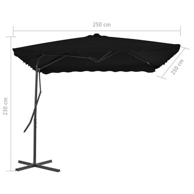 vidaXL Sonnenschirm mit Stahl-Mast 250x250x230 cm Schwarz