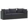 vidaXL 3-tlg. Garten-Sofagarnitur mit Auflagen Poly Rattan Schwarz