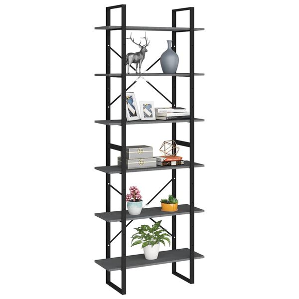 vidaXL Standregal Hoch Grau 80x30x210 cm Massivholz Kiefer