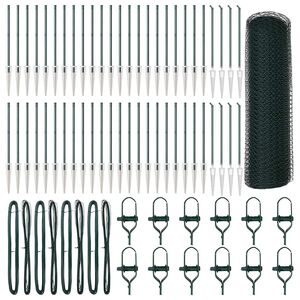 vidaXL Sechseckzaun mit Pfosten 100 x 1 m PVC-beschichteter Stahl Gr&uuml;n