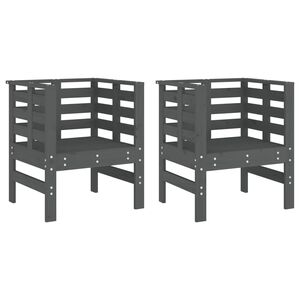 vidaXL Gartenst&uuml;hle 2 Stk. Grau 61,5x53x71 cm Massivholz Kiefer
