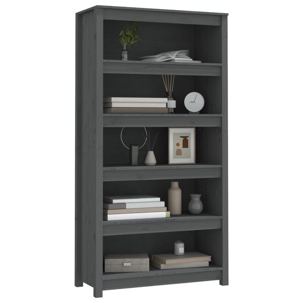 vidaXL B&uuml;cherregal Grau 80x35x154 cm Massivholz Kiefer