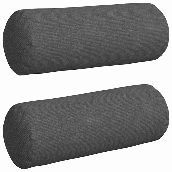 vidaXL Bolsterkissen 2 St&uuml;ck Dunkelgrau &Oslash; 25 x 70 cm Cordstoff