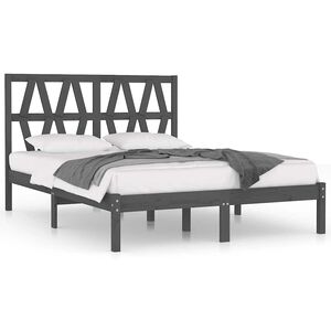 vidaXL Massivholzbett Grau Kiefer 200x200 cm