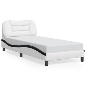 vidaXL Bettgestell ohne Matratze "Hvar" Wei&szlig; und Schwarz 90x200 cm Kunstleder