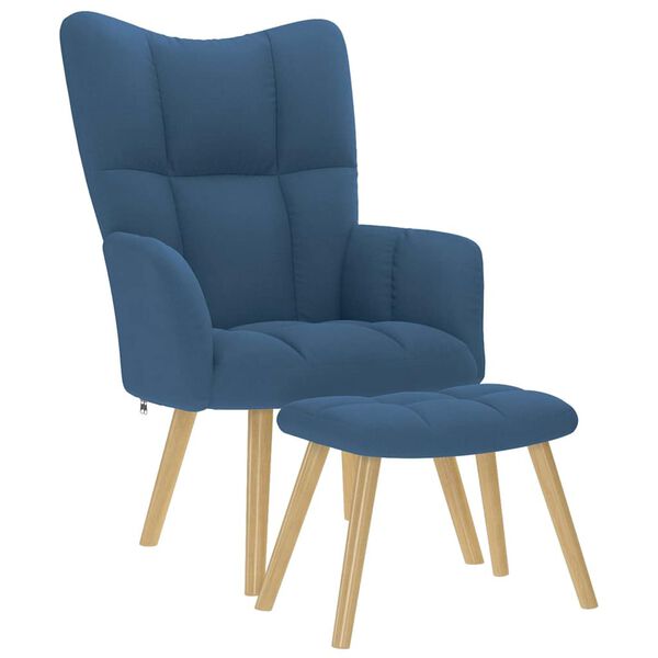 vidaXL Relaxsessel mit Hocker Blau Stoff