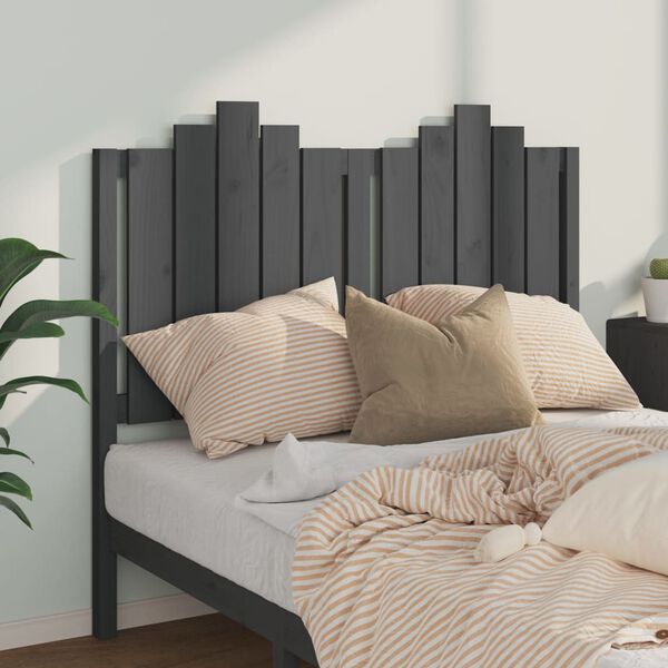 vidaXL Kopfteil Grau 126x4x110 cm Massivholz Kiefer