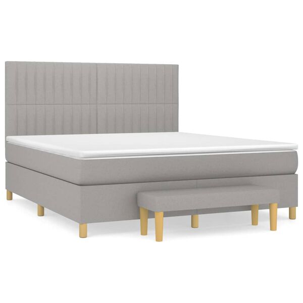 vidaXL Boxspringbett mit Matratze Hellgrau 160x200 cm Stoff
