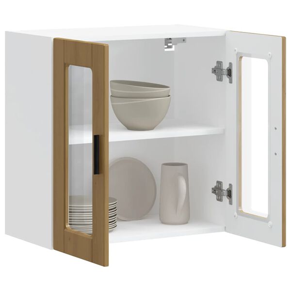 vidaXL K&uuml;chen-H&auml;ngeschrank mit Glast&uuml;r Porto Artisan-Eiche