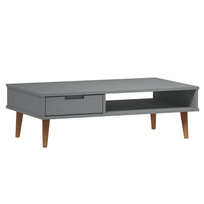 vidaXL Couchtisch MOLDE Grau 100x55x31 cm Massivholz Kiefer