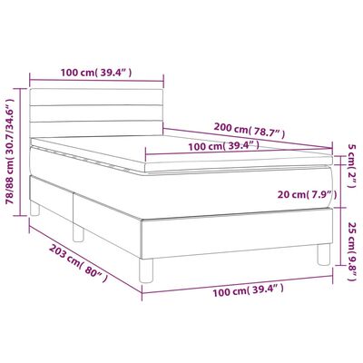 vidaXL Boxspringbett mit Matratze & LED Blau 100x200 cm Stoff