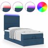 vidaXL Ottoman-Bett mit Matratze & LEDs Blau 90x190 cm Stoff