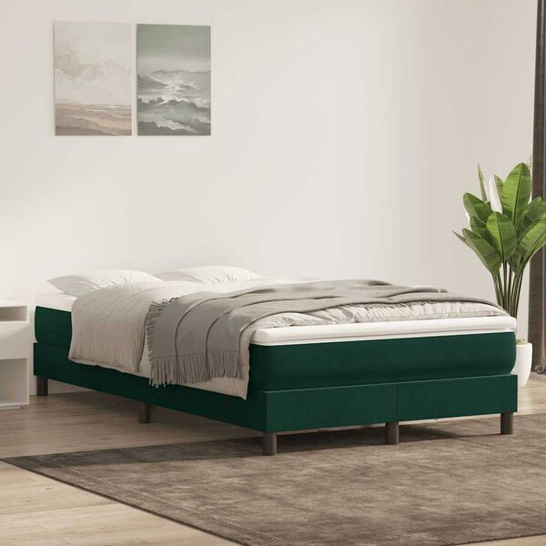 vidaXL Boxspringbett mit Matratze Dunkelgr&uuml;n 120x210 cm Samt