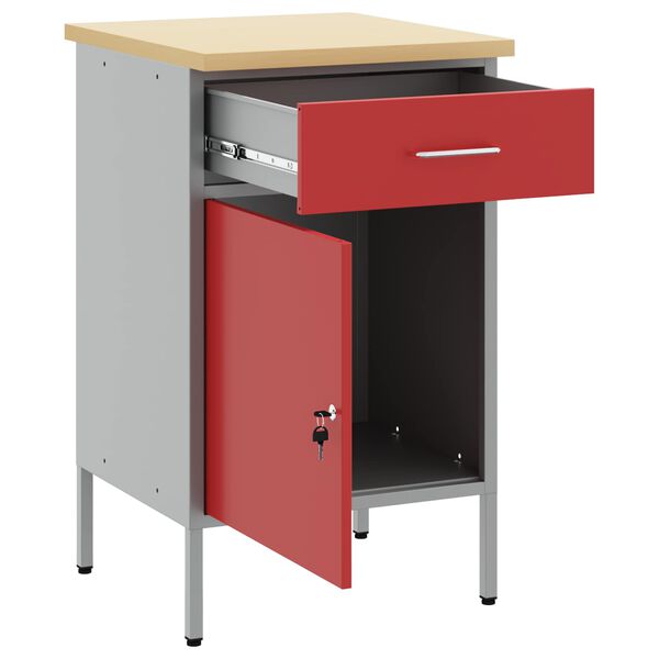 vidaXL Werkbank Rot und Grau 50 x 55 x 85 cm Ingenieure Holz und Stahl