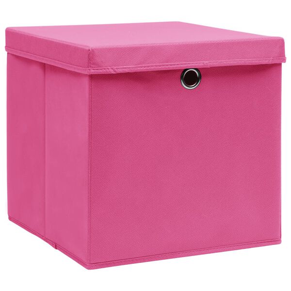 vidaXL Aufbewahrungsboxen mit Deckeln 4 Stk. Rosa 32x32x32 cm Stoff