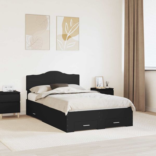vidaXL Bettrahmen mit Kopfteil Schwarz 135 x 190 cm Holzwerkstoff
