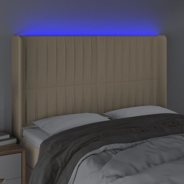 vidaXL LED Kopfteil Creme 147x16x118/128 cm Stoff