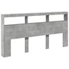 vidaXL LED-Kopfteil mit Ablagen Betongrau 200x17x102 cm